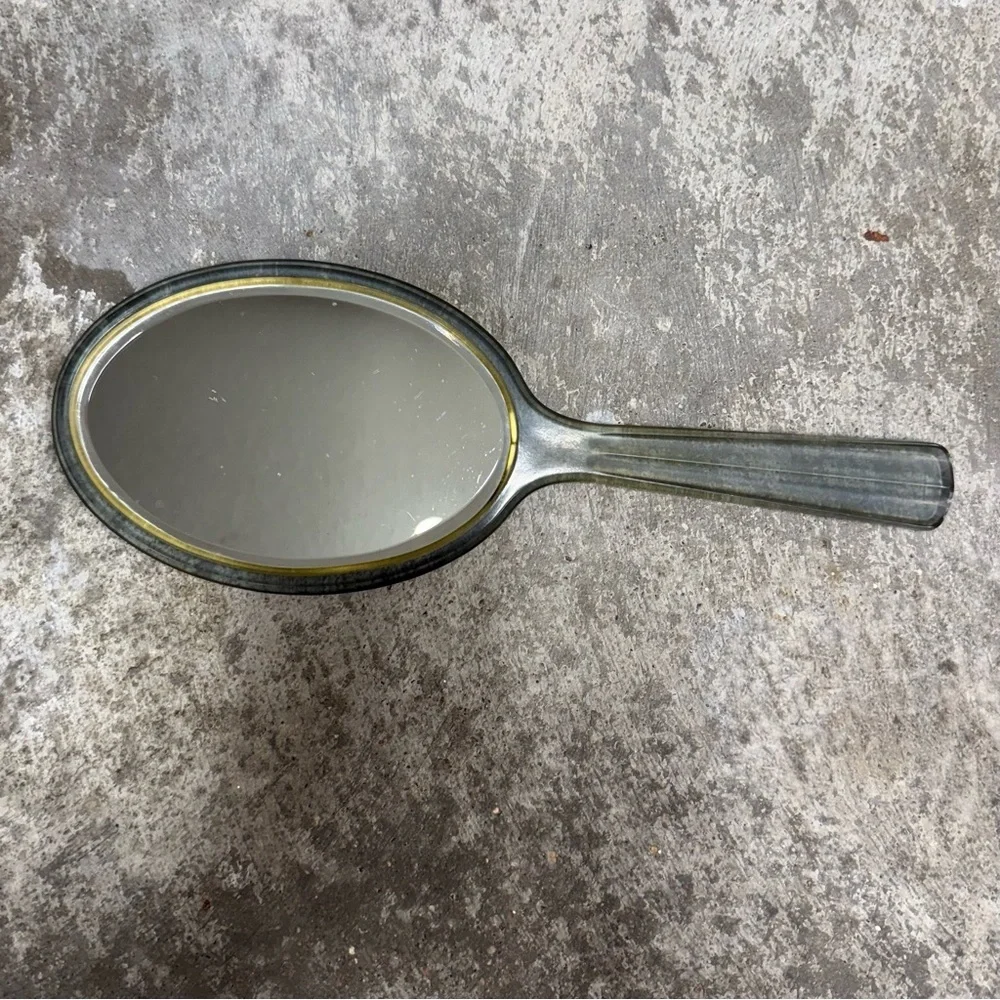 Vintage Jade Vanity Hand Mirror Retro Double Sided 12”